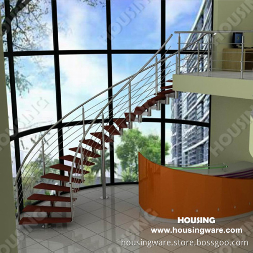 Newest Design Cable Balustrade Stair with Curved Style